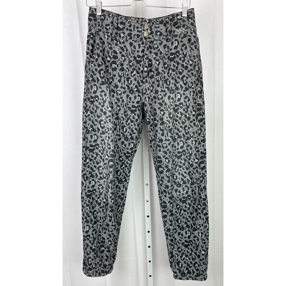 Sezane Gray Leopard Print Jeans - Picture 1 of 13